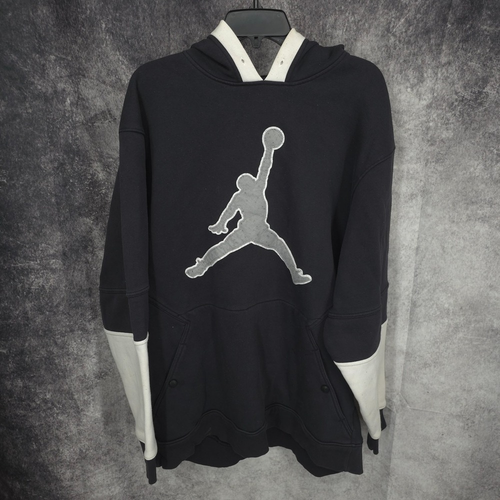Jordan Hoodie Mens Large Black Jumpman Graphic Fleece Pullover Hooded Sweatshirt